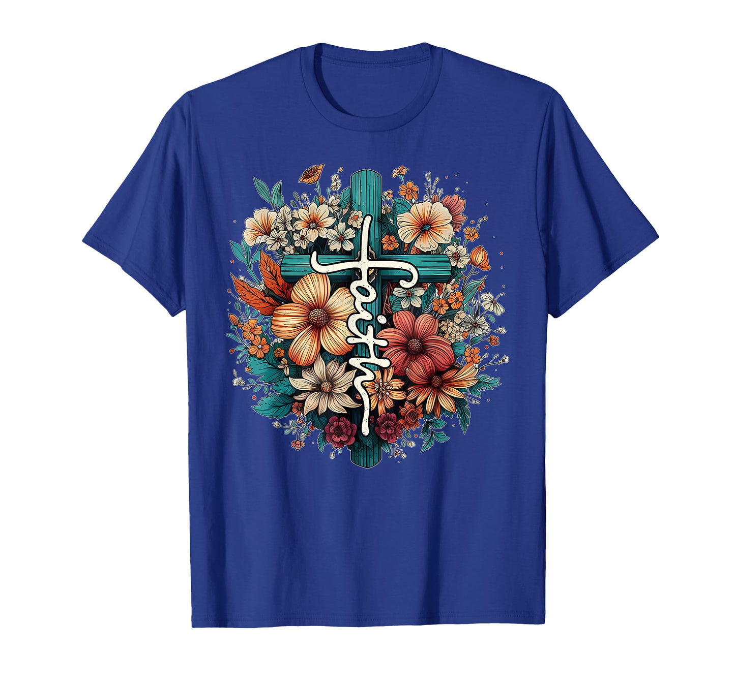 Retro Floral Christian Butterfly Faith Cross Vintage Faith T-Shirt
