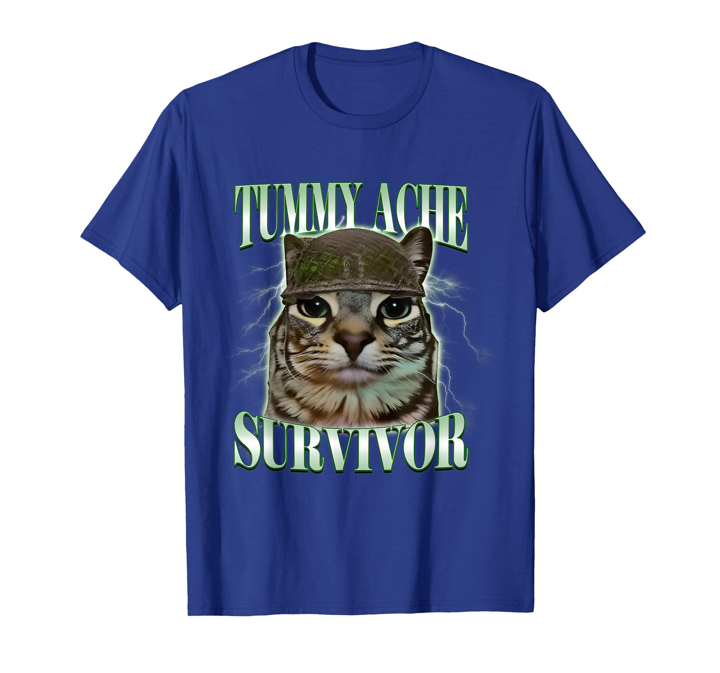 Tummy Ache Survivor Cat Meme Funny Humor Saying Cat Lovers T-Shirt