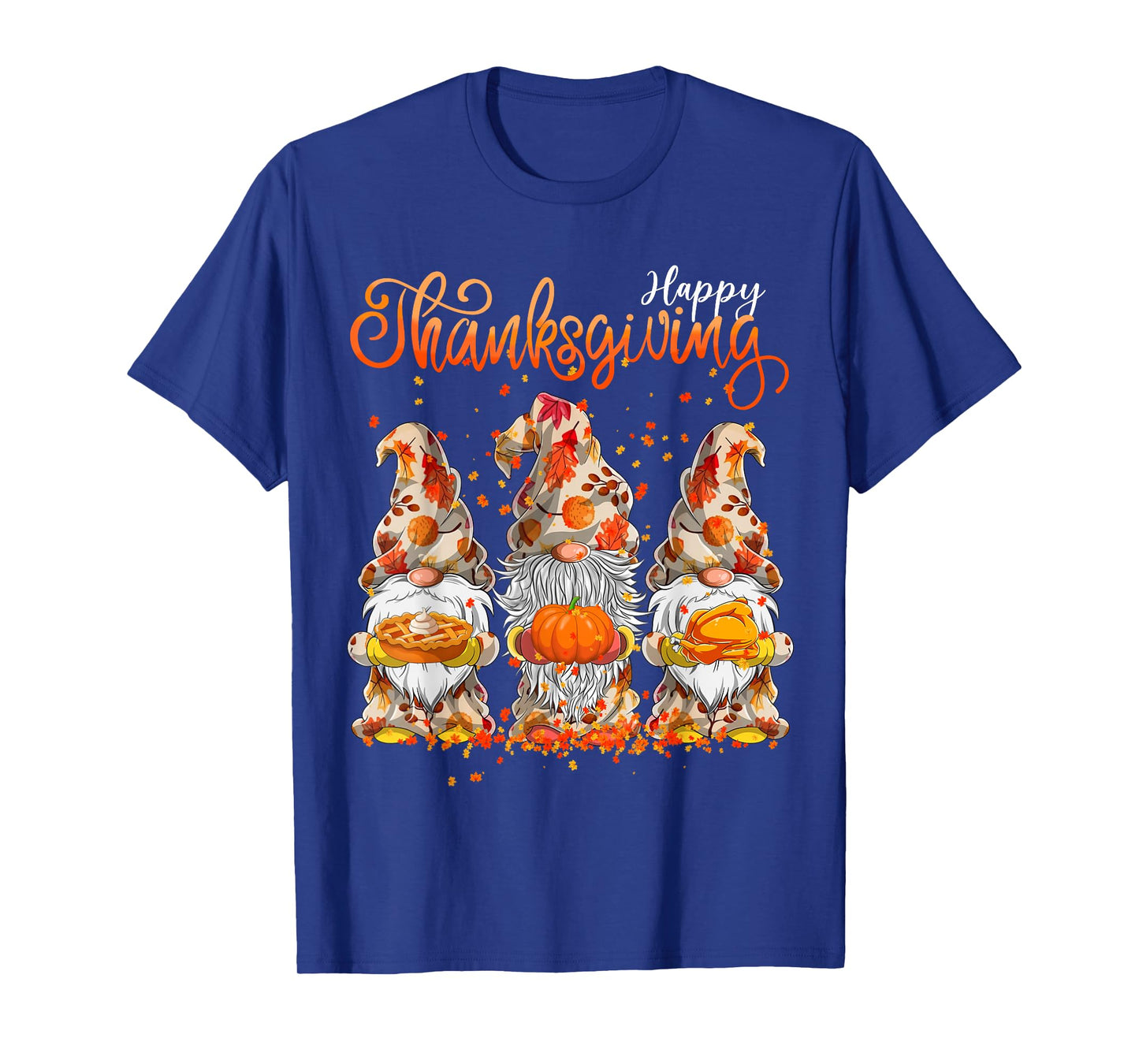 Happy Thanksgiving Gnomes Pumpkin Autumn Leaves T-Shirt