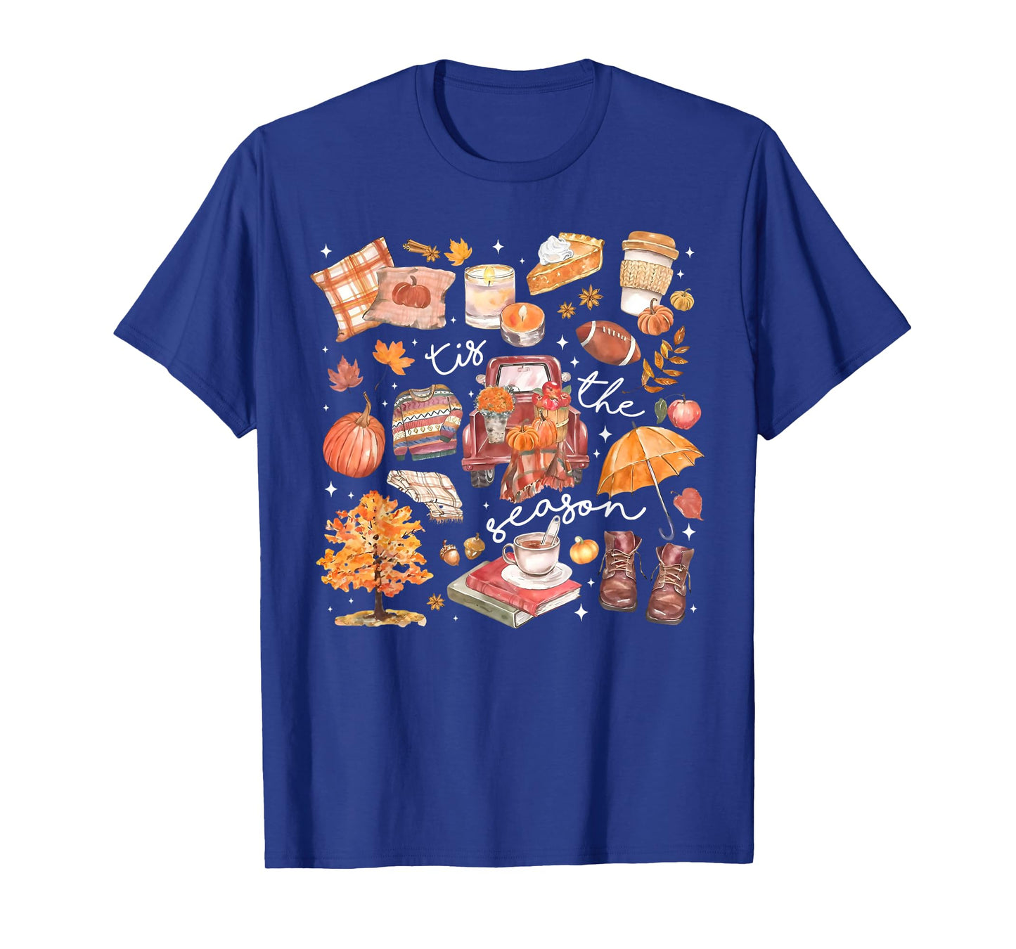 Tis The Season Pumpkin Autumn Fall Y'all Leaves Thanksgiving T-Shirt