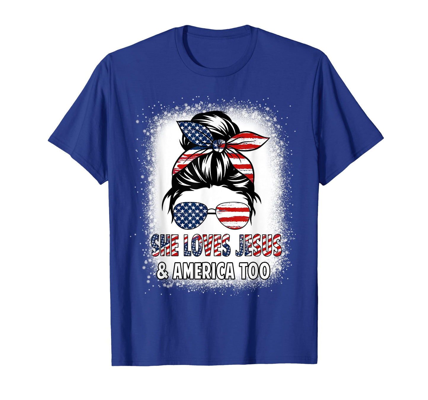American Flag She Loves Jesus & America Too Christian Girl T-Shirt