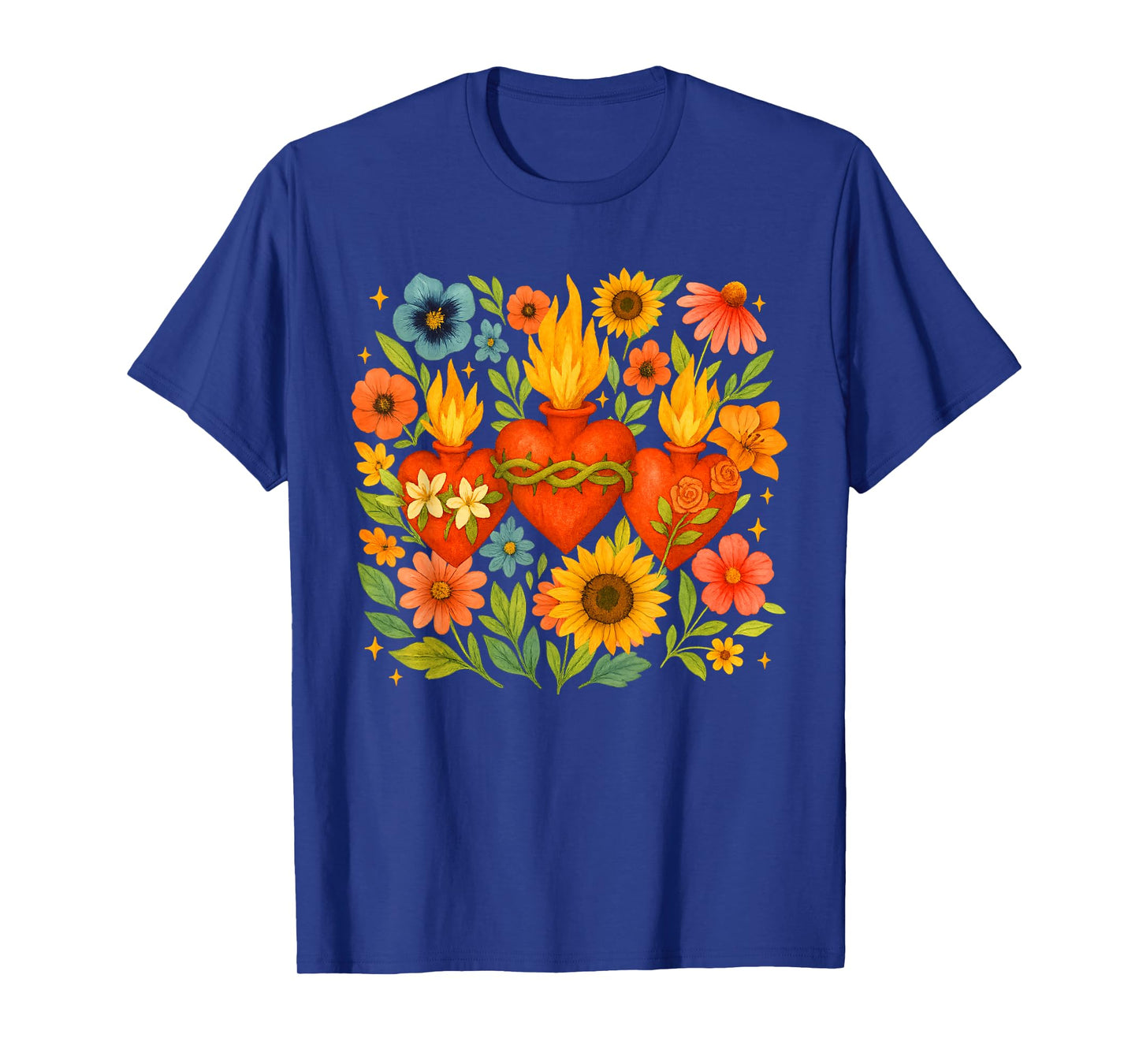Catholic Faith Floral Heart Religious Church Sunflower T-Shirt