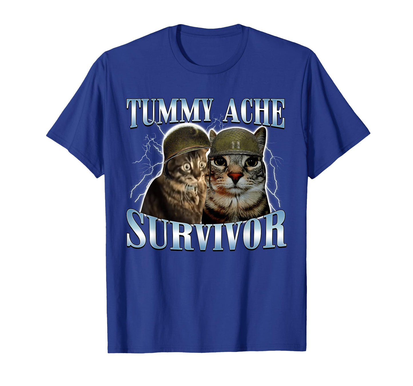 Tummy Ache Survivor Cat Meme Funny Saying Kitty Pet Animal T-Shirt