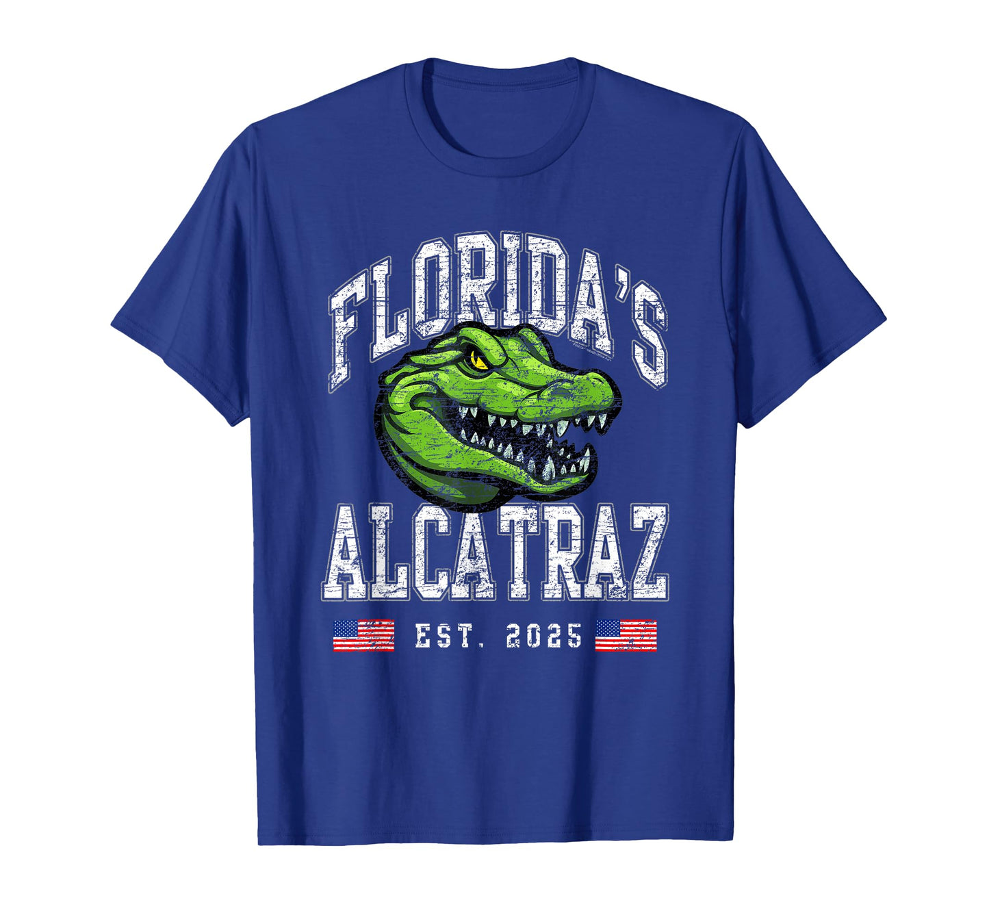Floridas Alcatraz USA Est 2025 Funny American Flag Patriotic T-Shirt