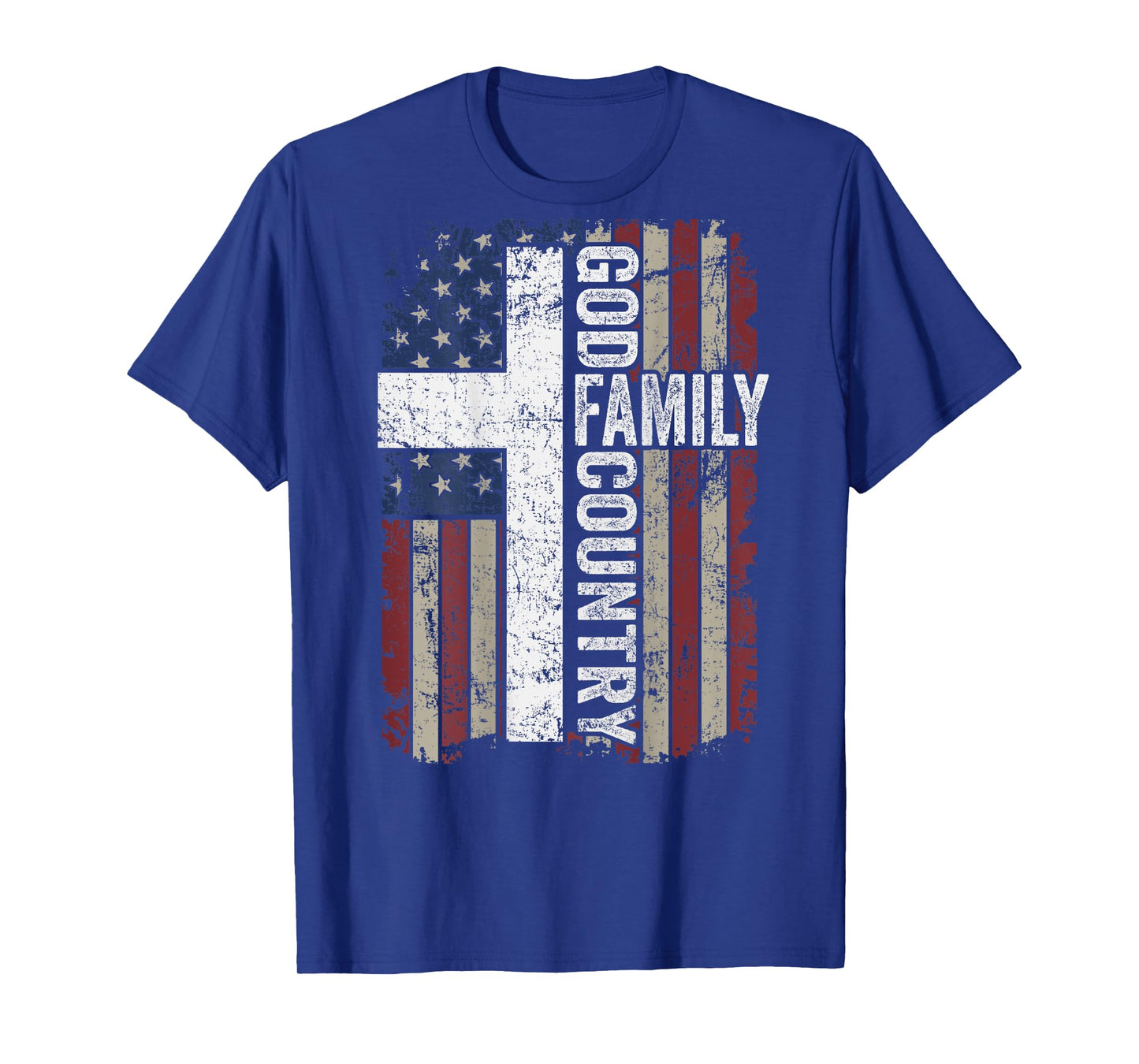 God Family Country - Patriotic Christian Cross USA (ON BACK) T-Shirt