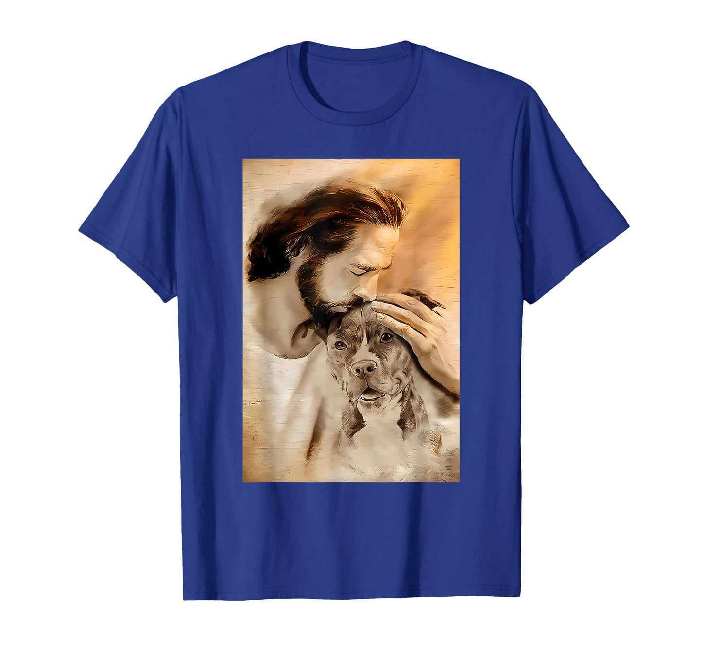 Funny Jesus With Lovely Pitbull For Pitbull Lover T-Shirt