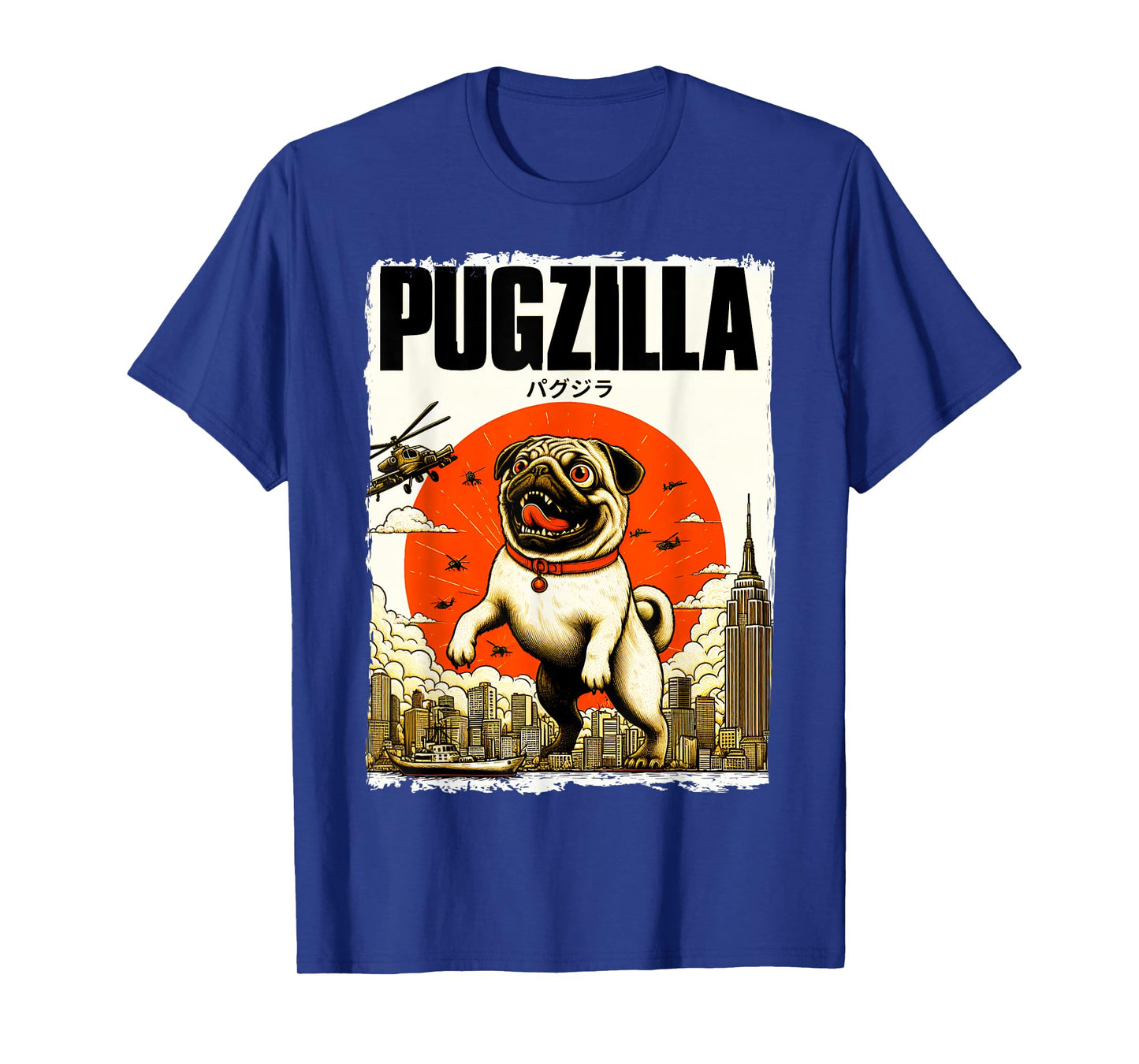 Funny Pugzilla Dog Lover Funny Japanese Pug Dog Lover Men Women Girls Kids T-Shirt