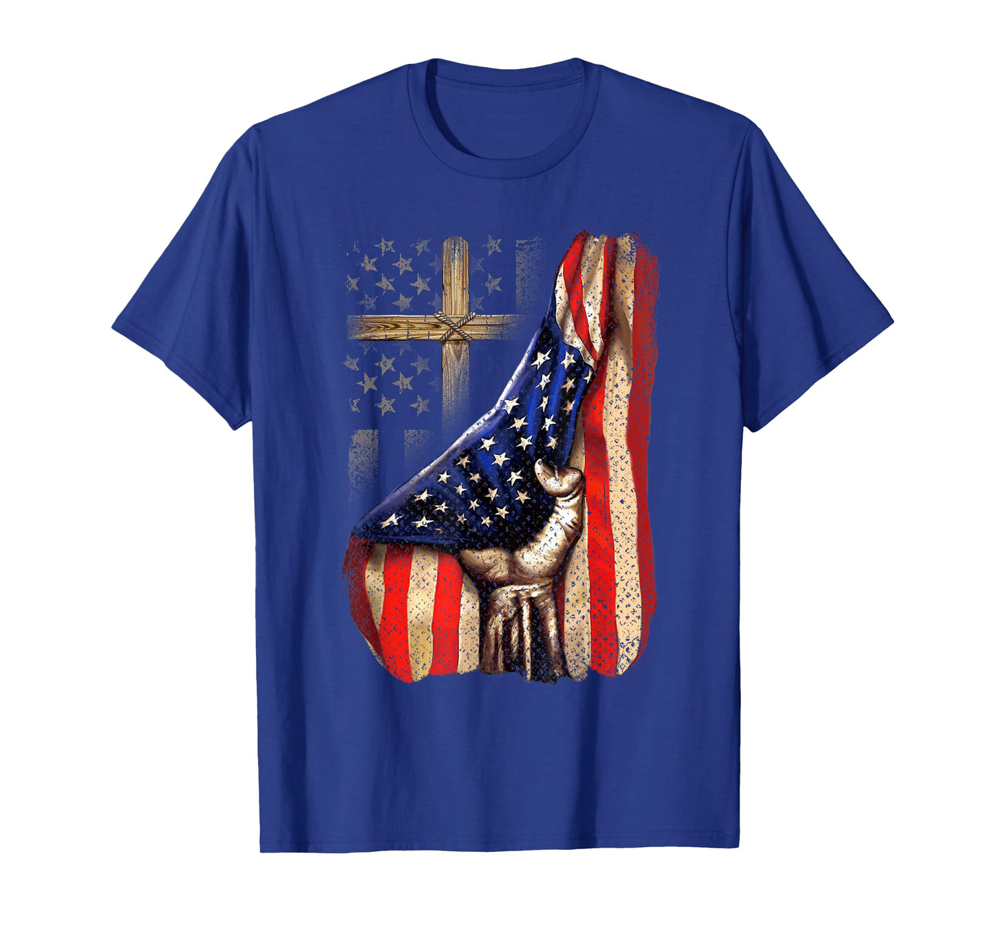 Cross Christ American Flag Pride Hand Christian Lover T-Shirt