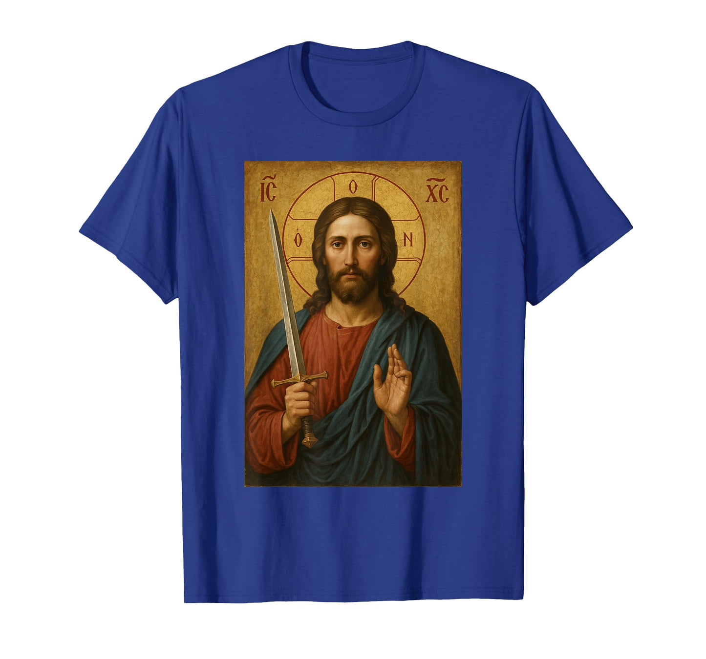 Jesus Christ with a Sword Icon - Orthodox Icon T-Shirt