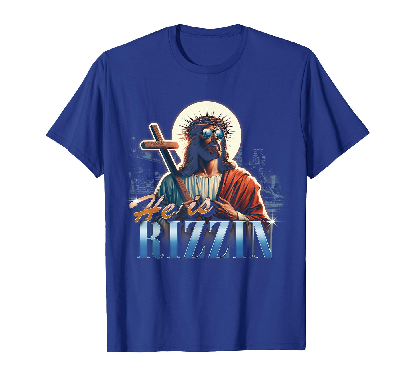 He Is Rizzin Funny Easter Jesus Meme Vintage Bootleg Rap 90s T-Shirt