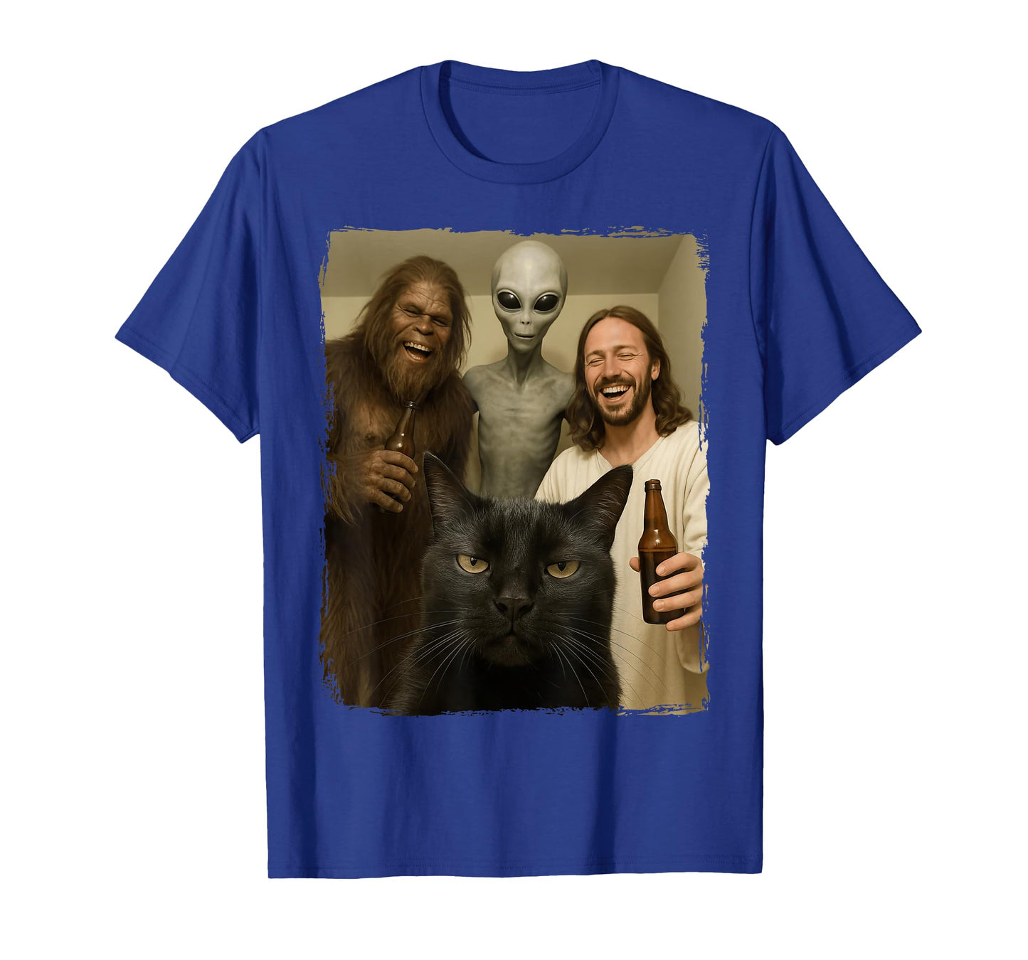 Cat Selfie Bigfoot Jesus Alien T-Shirt