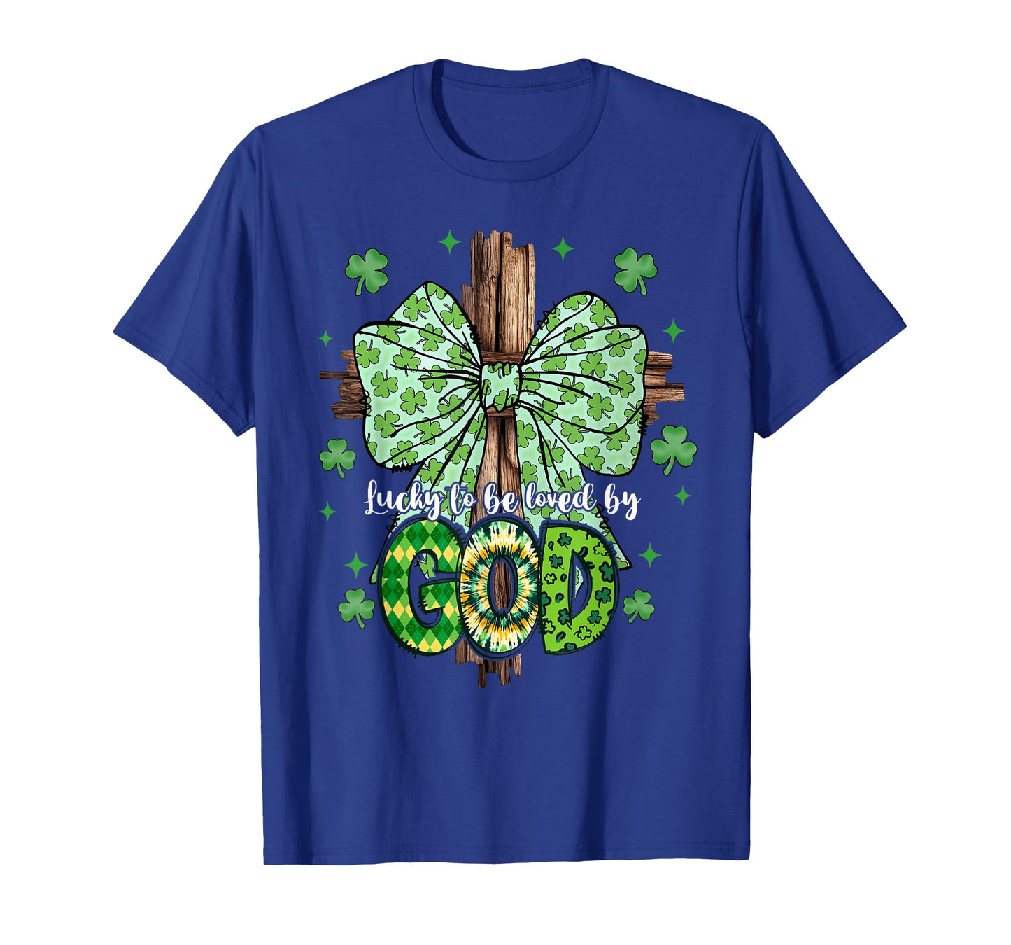 Lucky To Be Loved By God St Patricks Coquette Bow Christian T-Shirt