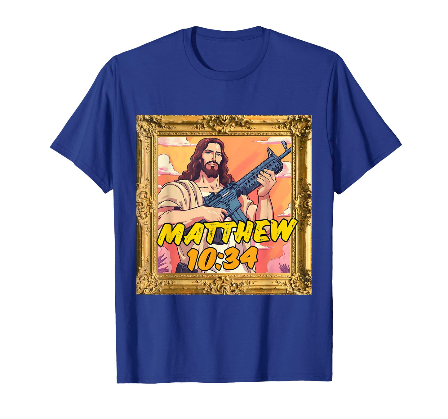 Matthew 10:34 Jesus with Rifle Christian Warrior Tee T-Shirt