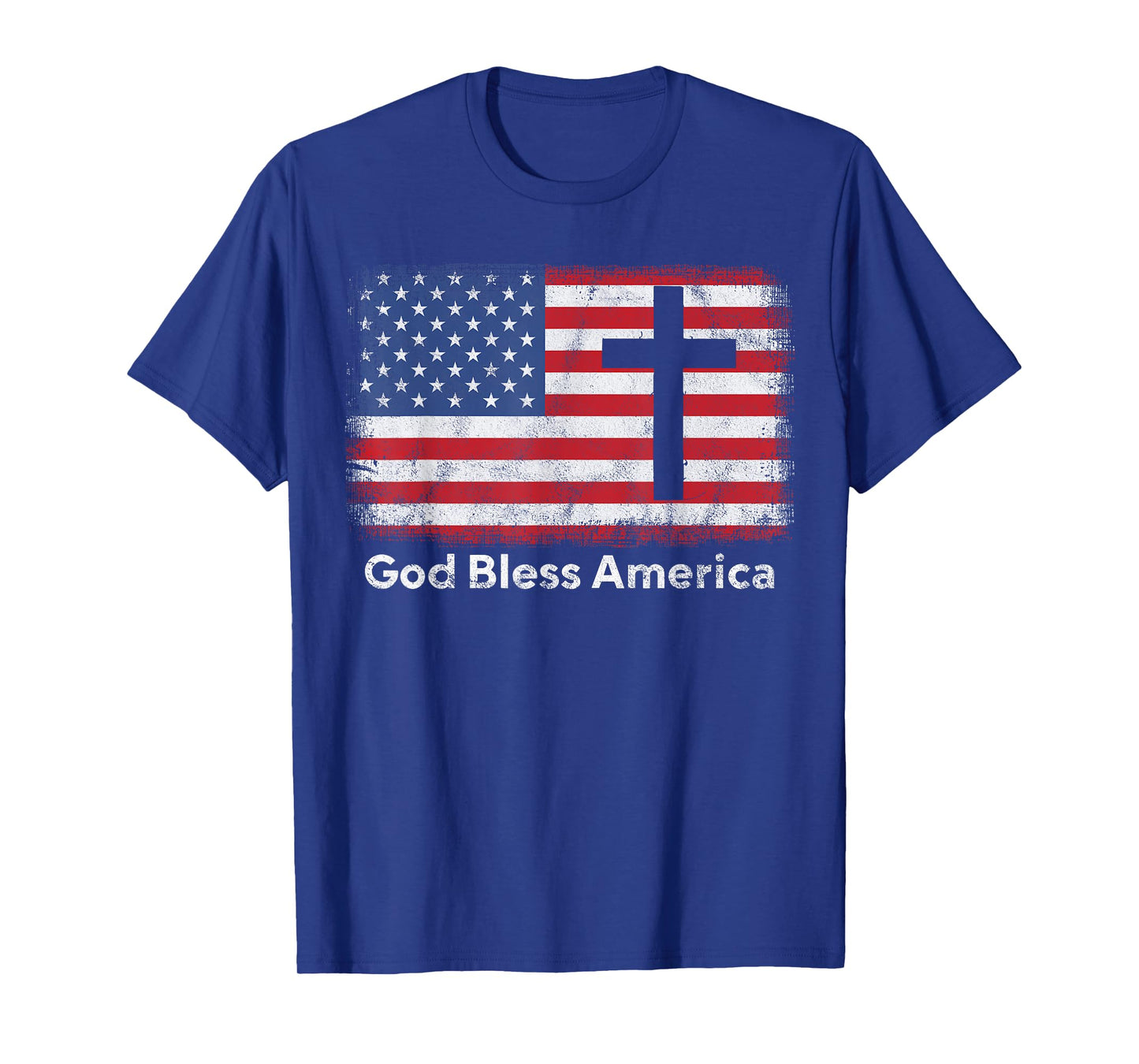 God Bless America Patriotic Flag Cross T-Shirt