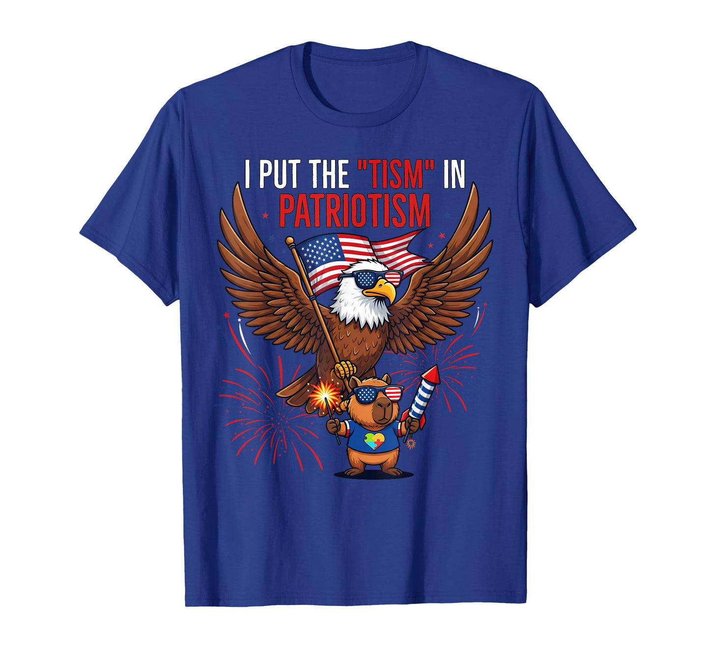 I Put The Tism in Patriotism Athletic Eagle Tism Funny T-Shirt
