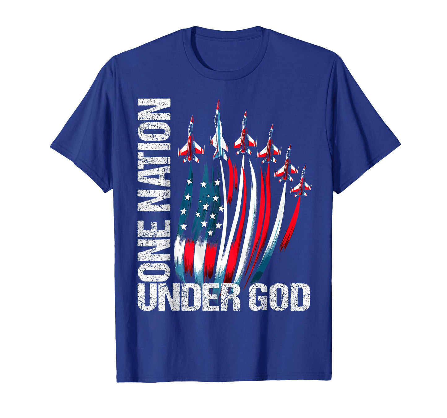 One Nation Under God 4th July American Flag Fighter Jets Boy T-Shirt
