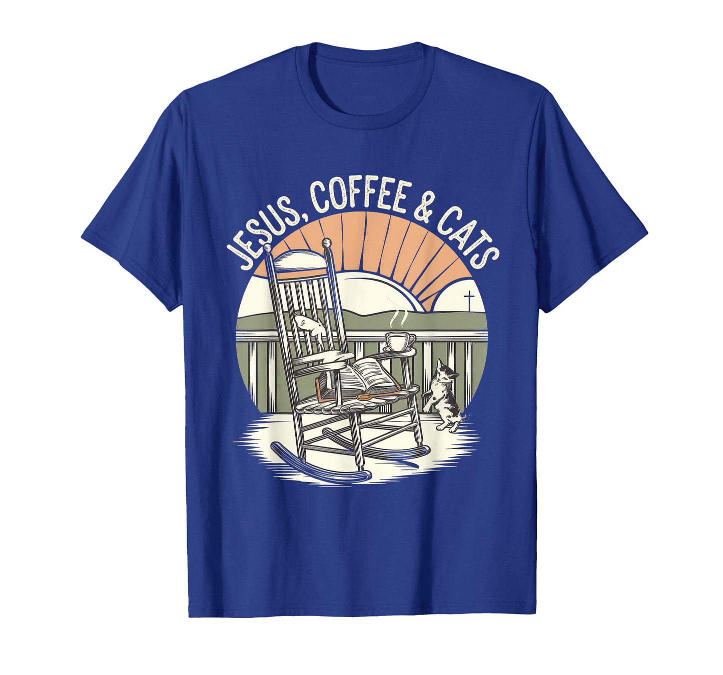 Jesus Coffee Cats Funny Cute Design Jesus Lovers Christian T-Shirt