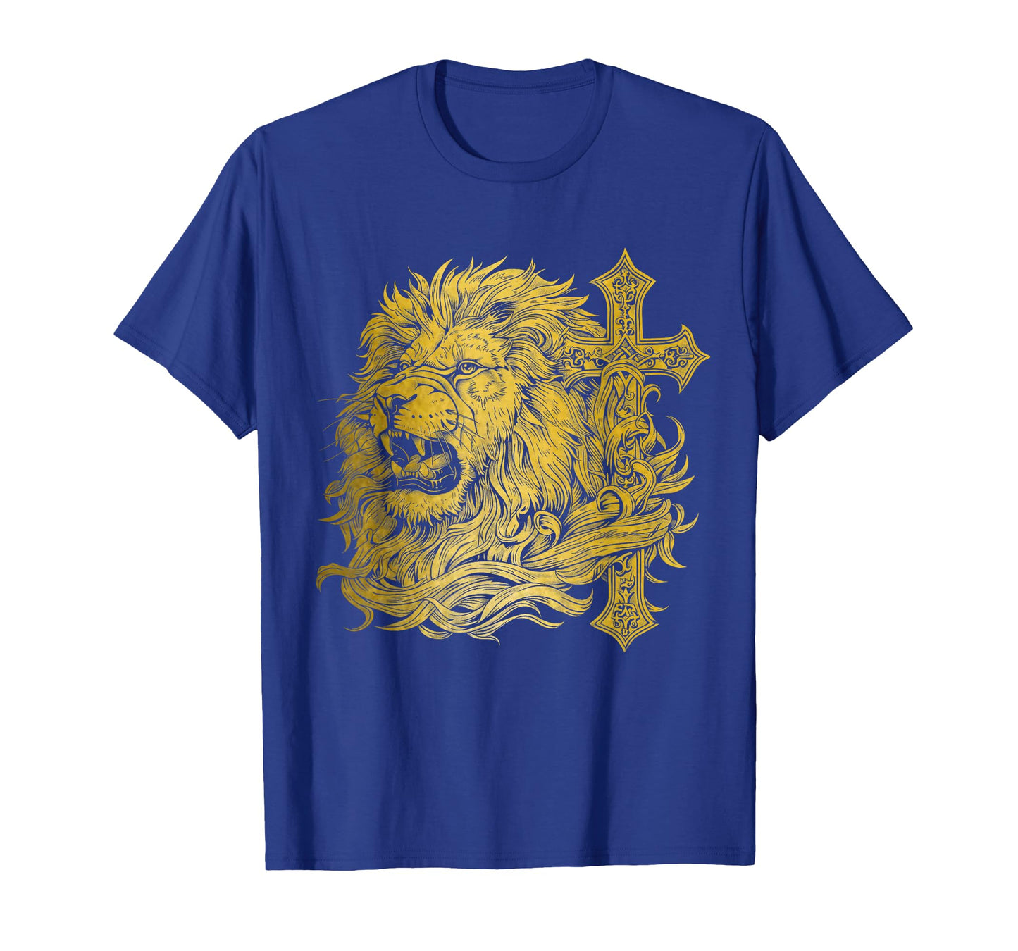 Christian Lion of Judah Cross Jesus Religious Faith T-Shirt