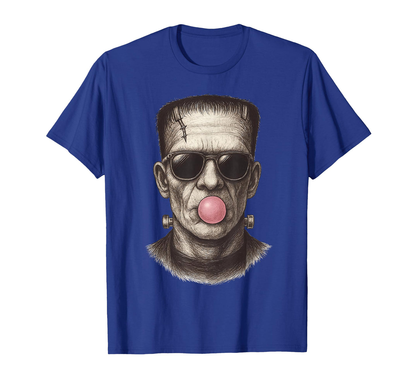 Retro Frankenstein Monster Blowing a Bubble Gum Halloween T-Shirt