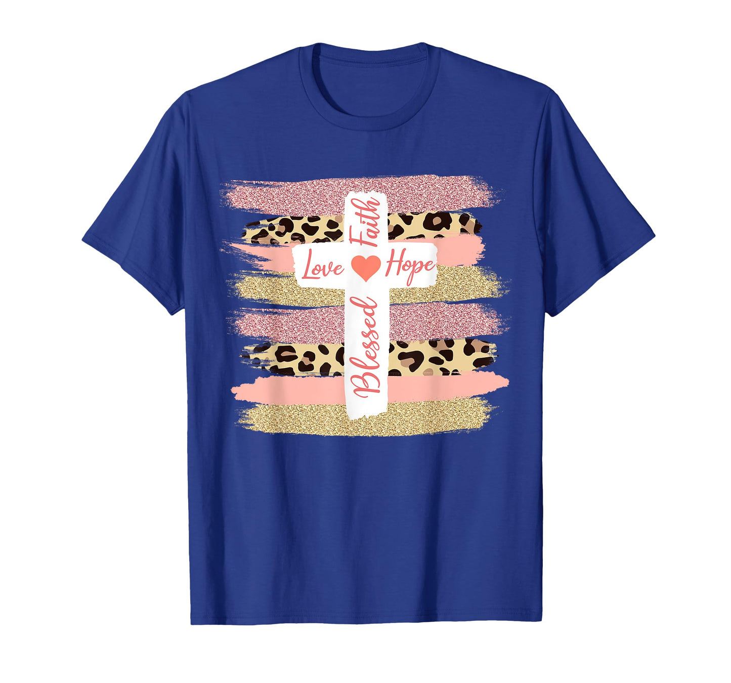 Christian Faith Love Hope Blessed - Cross Cheetah Ombre T-Shirt