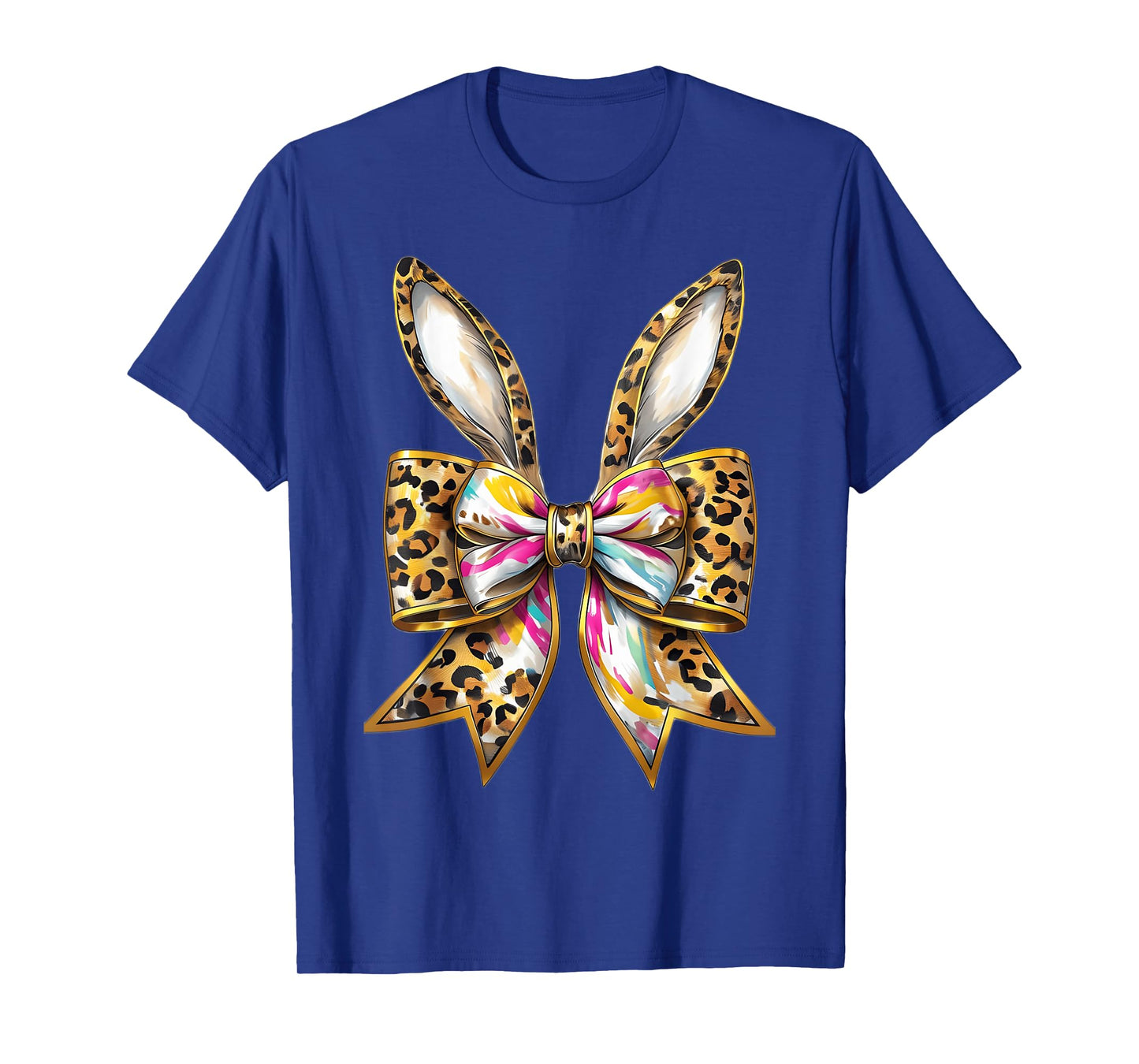 Easter Bunny Leopard Coquette Bow Happy Easter Girls Women T-Shirt