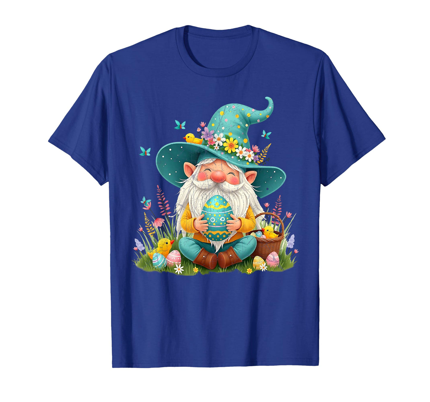 Cute Easter Gnome with Egg and Flowers Easter Day T-Shirt