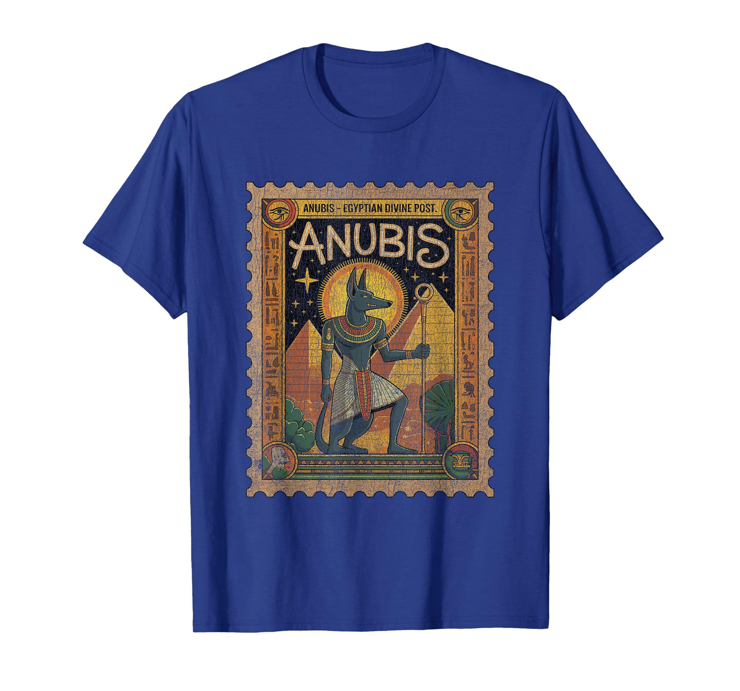 Anubis Egyptian Mythology Retro Vintage Stamp T-Shirt