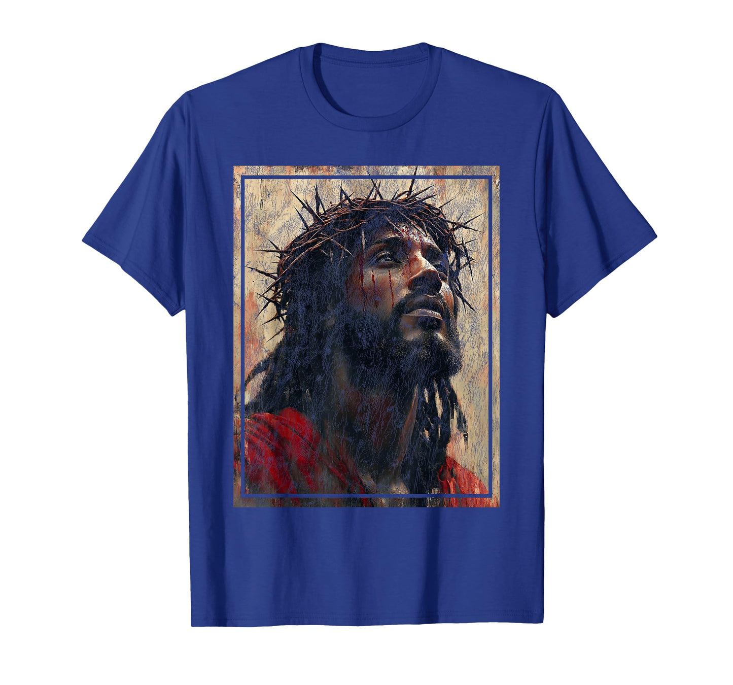 Black Jesus Face Of Jesus Cross With Crown Of Thorns T-Shirt