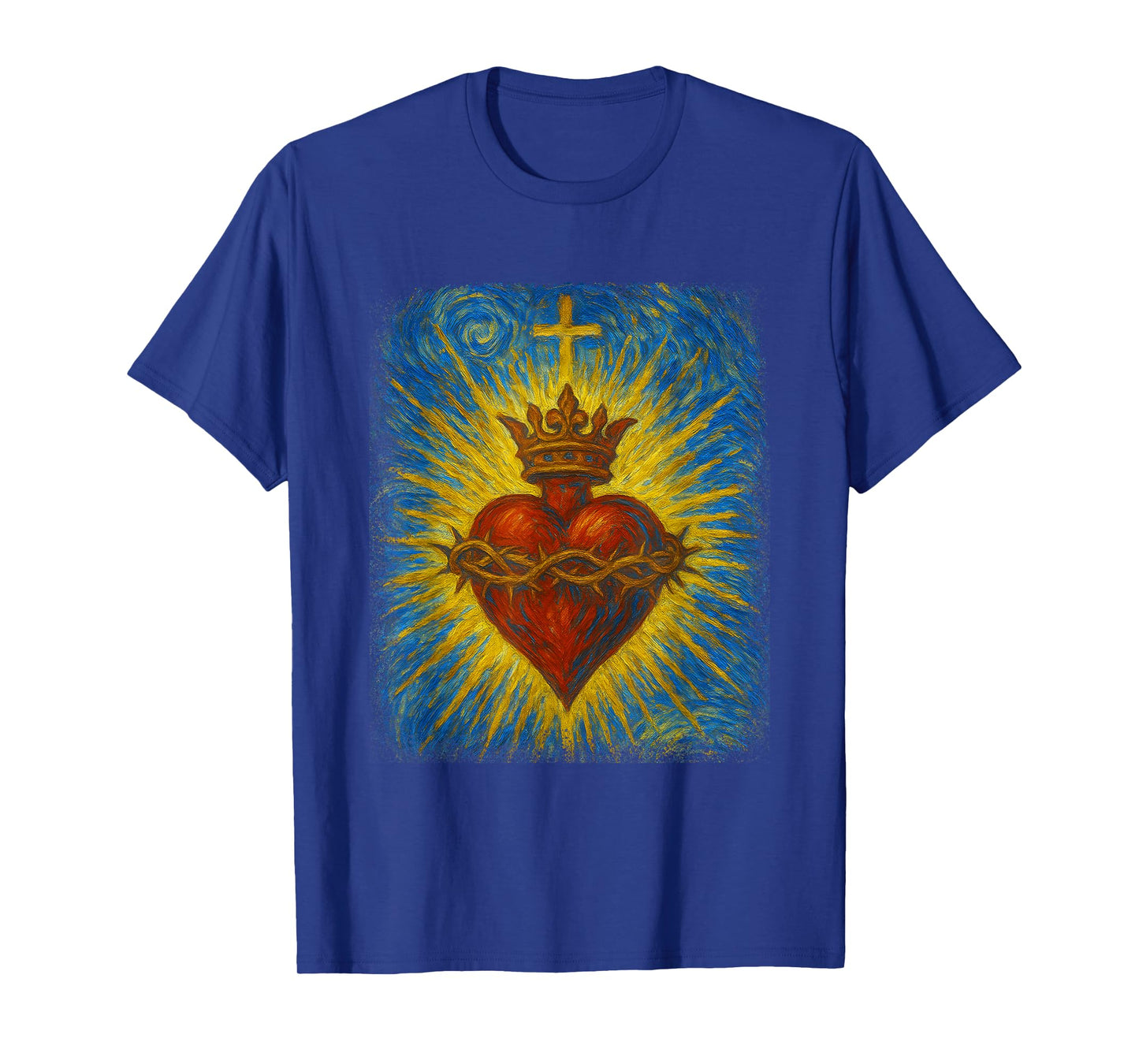 Sacred Heart of Jesus Catholic Christian Starry Night Art T-Shirt