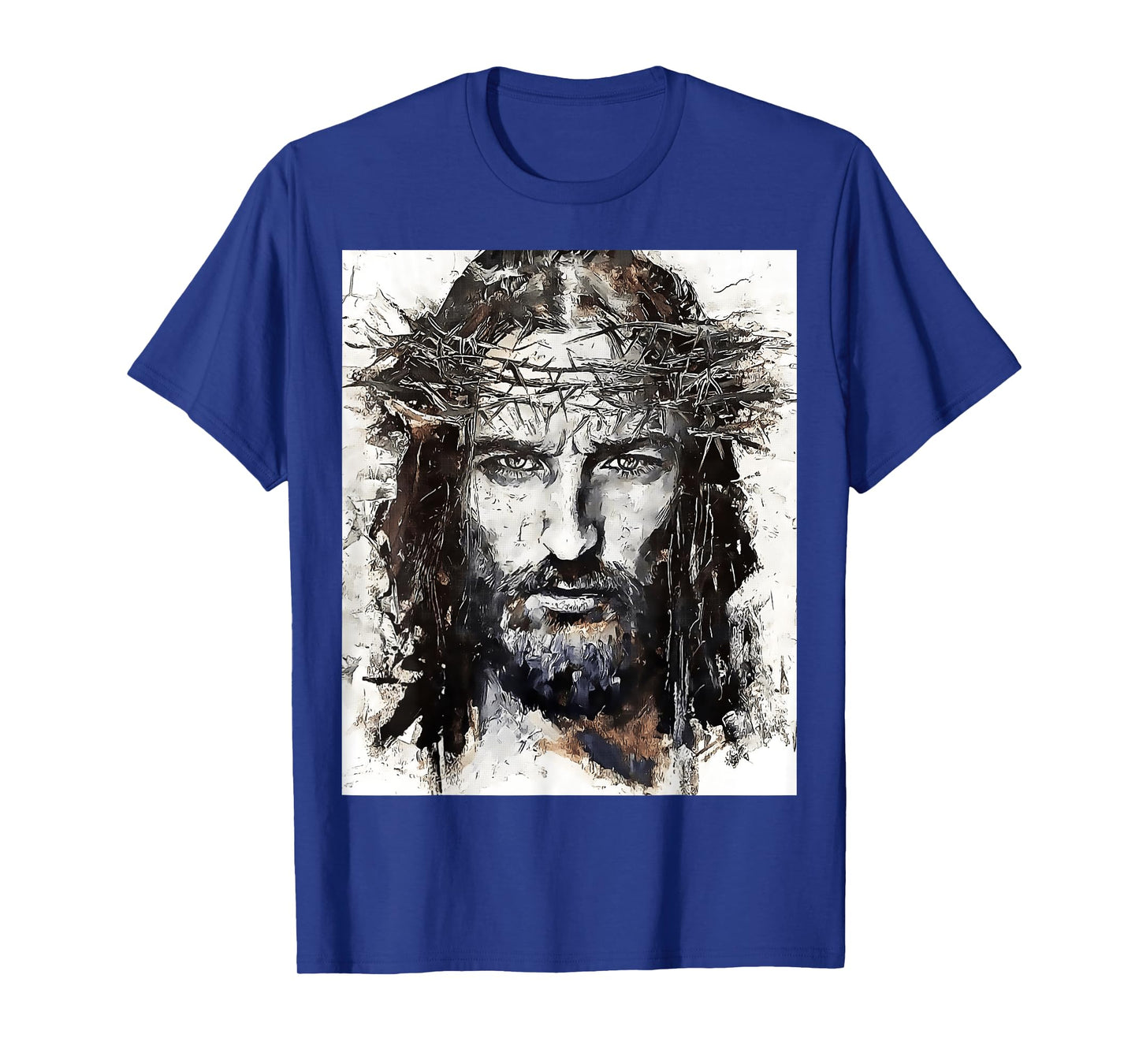 Vintage Art Face Of Jesus On A Cross With Crown Of Thorns T-Shirt