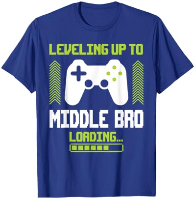 Leveled Up To Middle Brother Promoted To New Middle Brother T-Shirt - T-Shirt | Royal