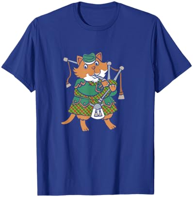 Scottish Kilt Cute Cat With Bagpipes Wearing Kilt Men Women Kids T-Shirt - T-Shirt | Royal