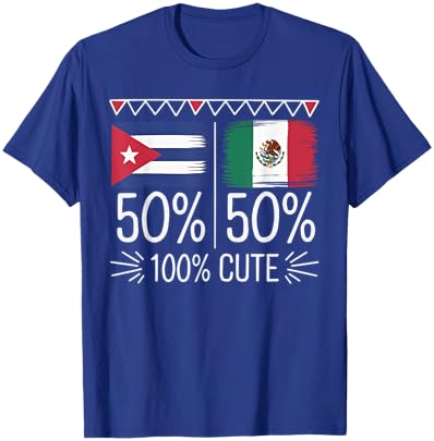 Half Cuban Half Mexican Country Mexico Flag Cuba T-Shirt - T-Shirt | Royal