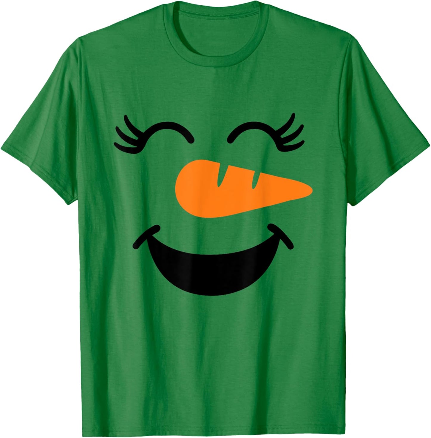 Snowman Girl Face Funny Christmas Family Matching Christmas T-Shirt - T-Shirt | Irish Green
