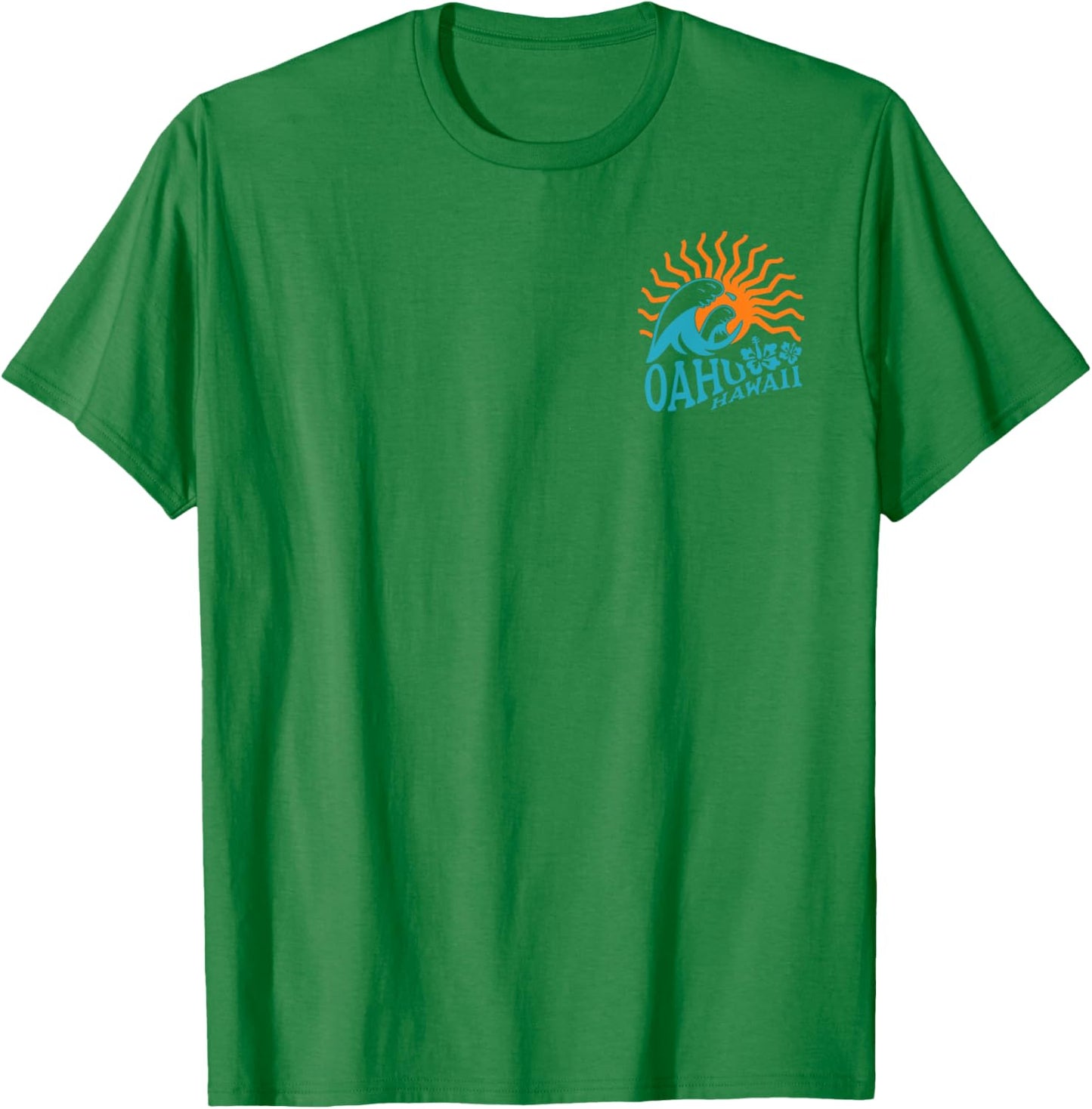 Oahu Hawaii Front and Back T-Shirt - T-Shirt | Irish Green
