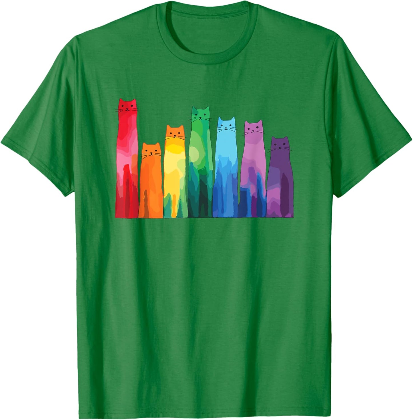 Cats Vibrant Colorful Art Rainbow Cat Lovers T-Shirt - T-Shirt | Irish Green