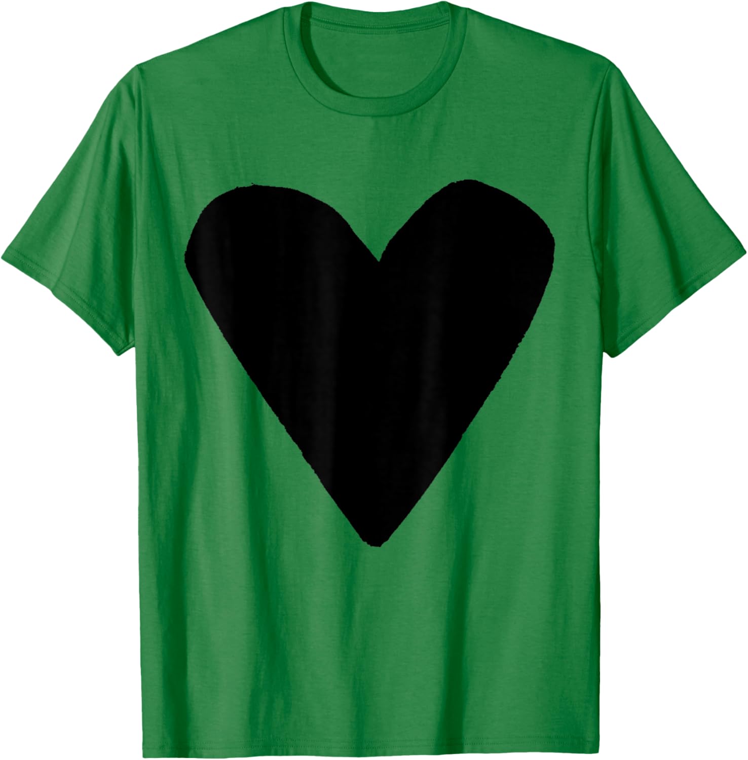 Pop Art Big Heart Graphic Adults Kids Black Heart White Small Classic Fit Modern U-Neck Short Sleeve T-Shirt - T-Shirt | Irish Green