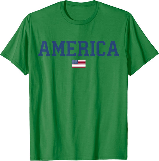 America USA Women Men Kids American Flag July 4th Patriotic T-Shirt - T-Shirt | Irish Green