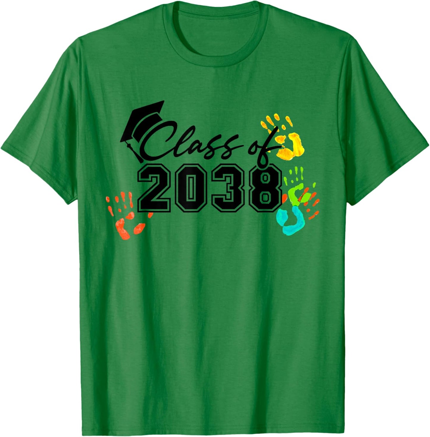 Class of 2038 Grow With Me Handprint On Back Pre-K to 12th T-Shirt - T-Shirt | Irish Green
