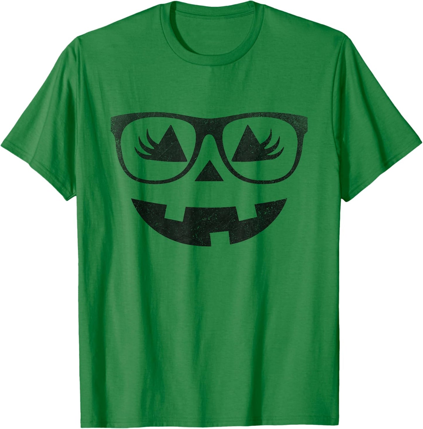 Jack O Lantern Pumpkin with Glasses Eyelashes Halloween T-Shirt - T-Shirt | Irish Green