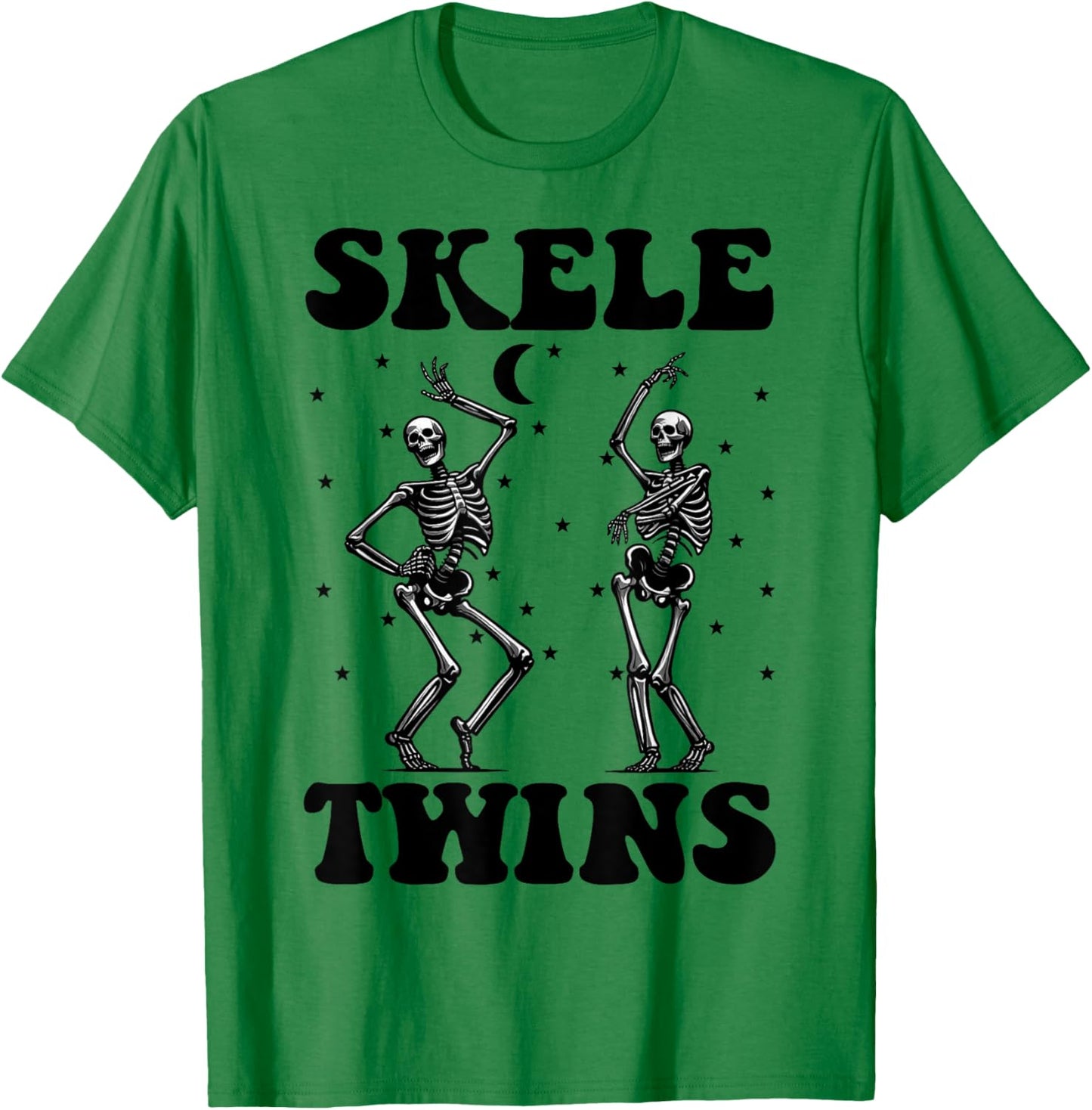 Twins Halloween Matching Skeletwins Funny Dancing Skeletons T-Shirt - T-Shirt | Irish Green