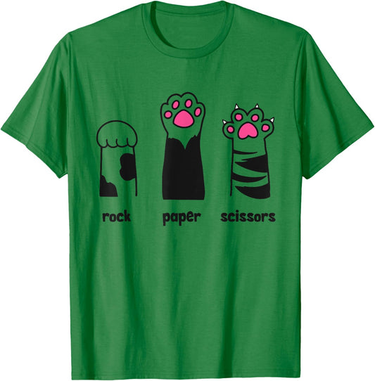 Funny Cat Rock Paper Scissors Throat Punch I Win Sarcastic Women T-Shirt - T-Shirt | Irish Green