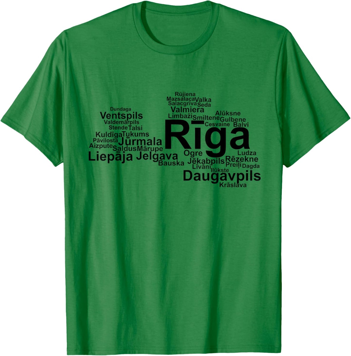 Latvian Towns, Latvia Pride, Latvia Outline, Latvia T-Shirt - T-Shirt | Irish Green