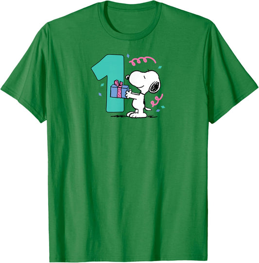 Peanuts - Snoopy 1st Birthday Party T-Shirt - T-Shirt | Irish Green