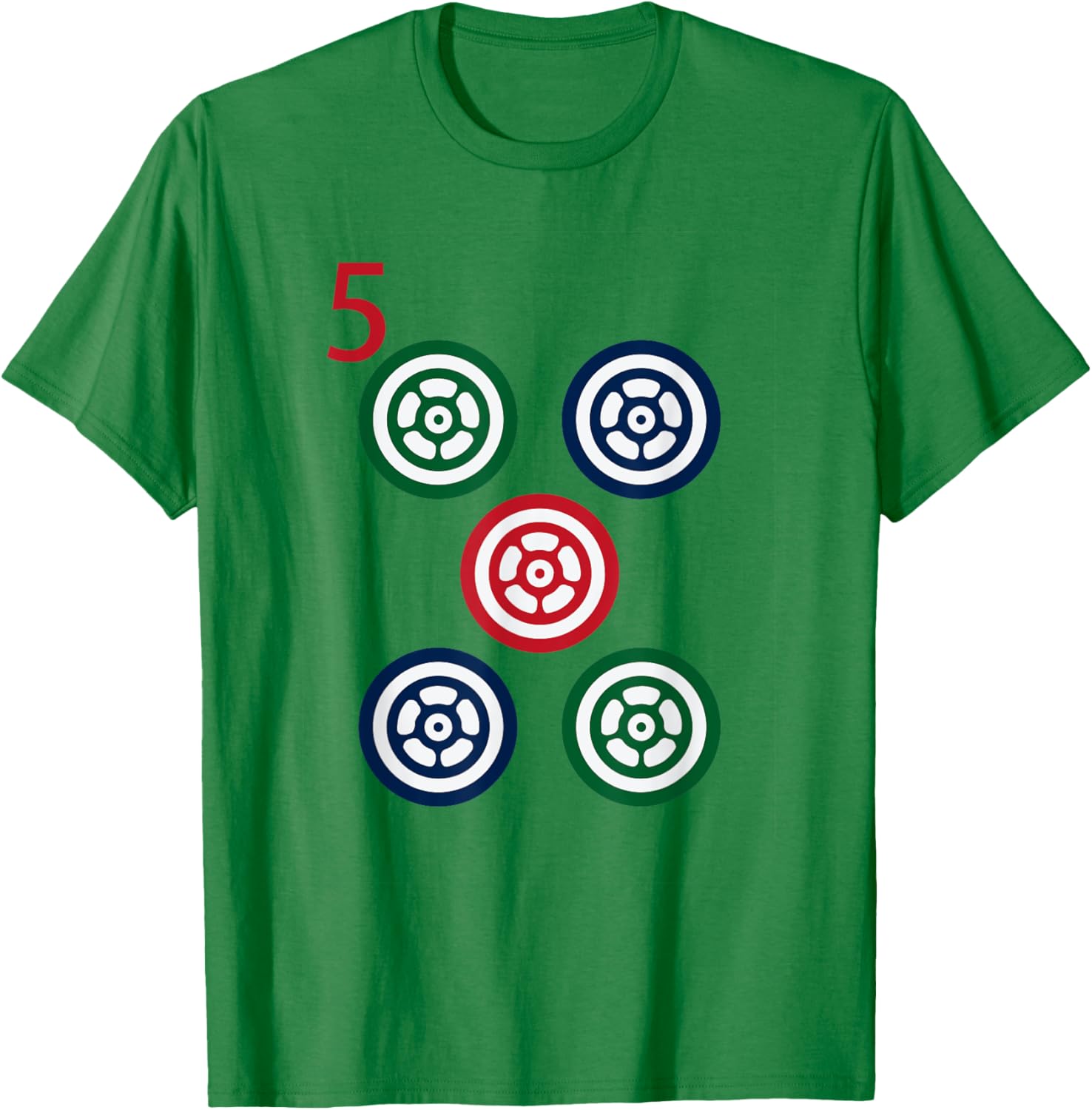 Chinese Mah Jong Dots Pinzu Five Tile Mahjong Costume T-Shirt - T-Shirt | Irish Green