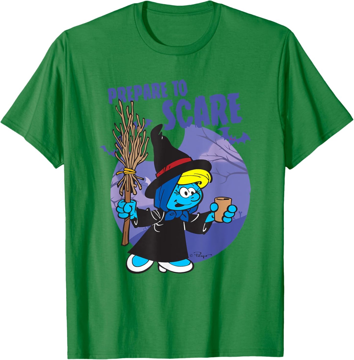 The Smurfs Prepare to Scare Witch Halloween Retro Cartoon T-Shirt - T-Shirt | Irish Green