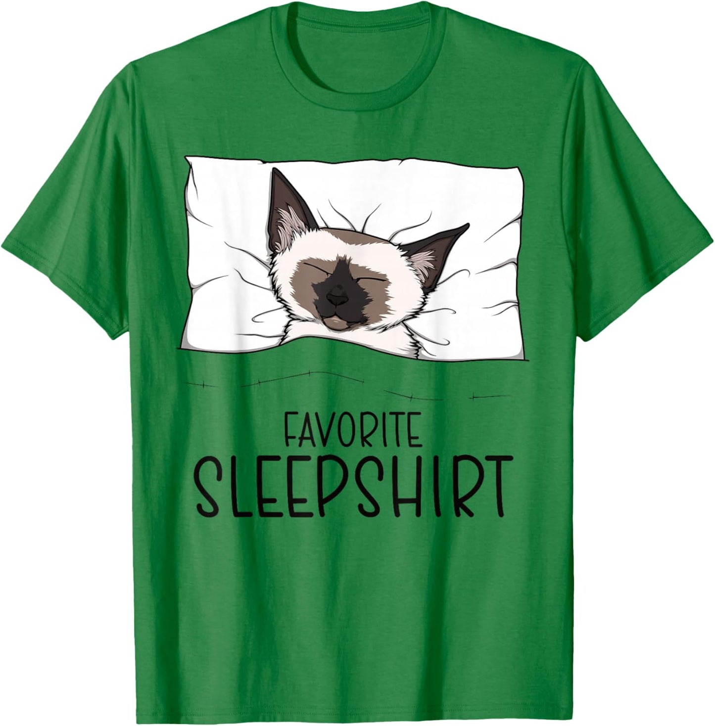 Favorite Sleepshirt Siamese Cat, Napping Meezer T-Shirt - T-Shirt | Irish Green