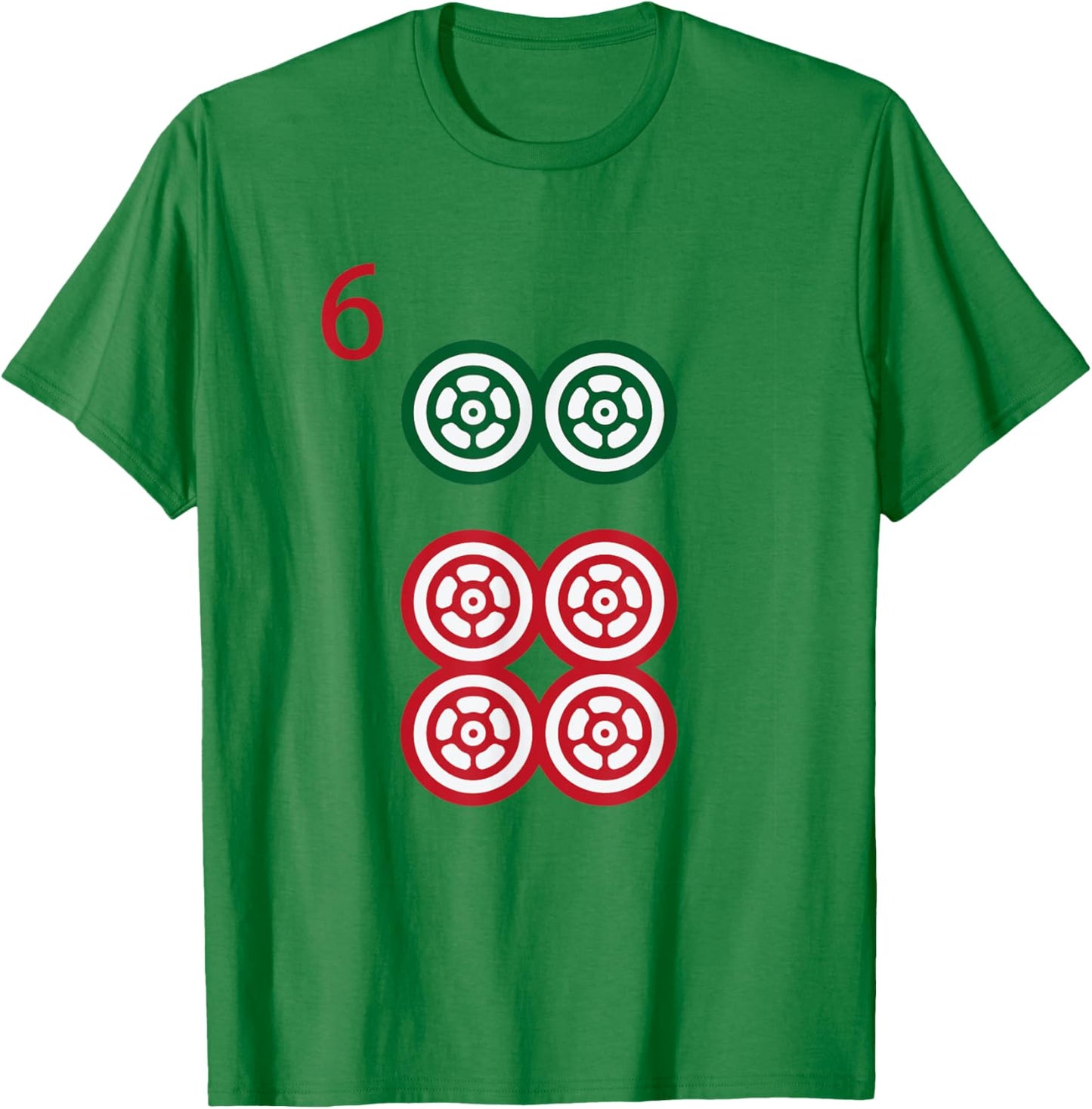 Chinese Mah Jong Dots Pinzu Six Tile Mahjong Costume T-Shirt - T-Shirt | Irish Green