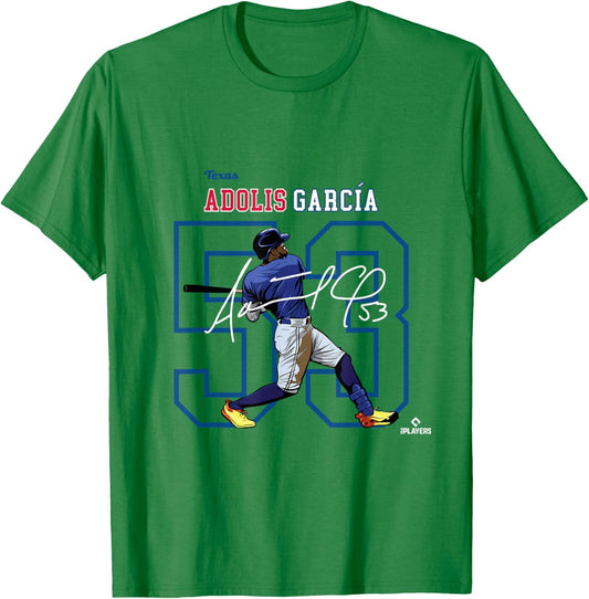 License Champs Adolis Garcia | Texas Baseball Players | MLBAGA3004 T-Shirt - T-Shirt | Irish Green