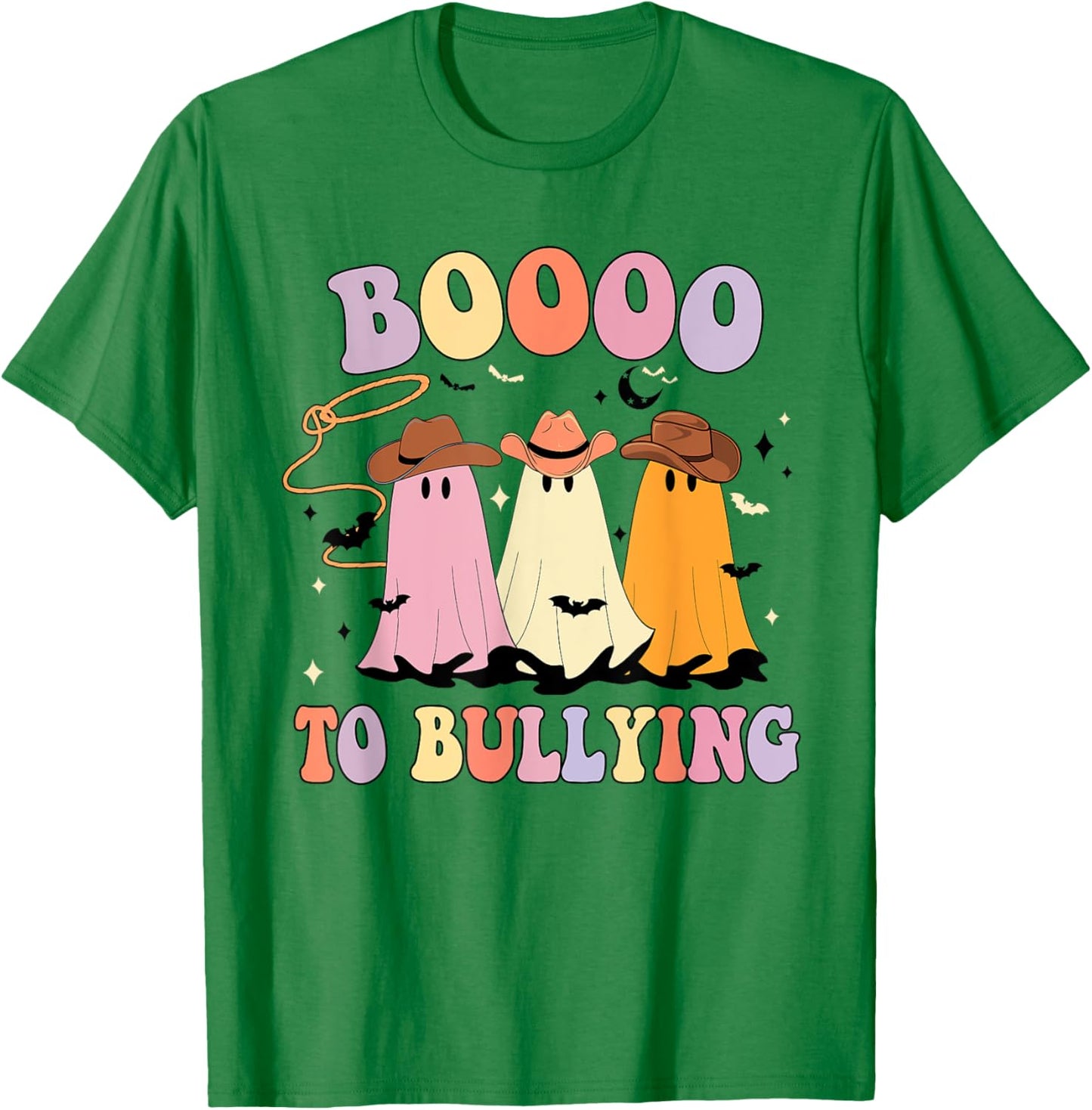 Boo To Bullying Cowboy Anti Bullying Ghost Unity Day Orange T-Shirt - T-Shirt | Irish Green